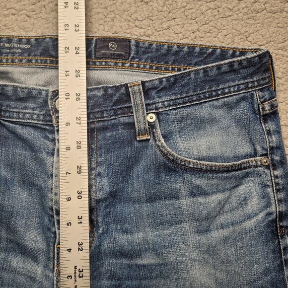 AG Adriano Goldschmied Jeans Mens 36x34 Blue Denim The Matchbox Slim Straight - Picture 9 of 10
